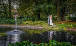 Wedding Couple by Pond